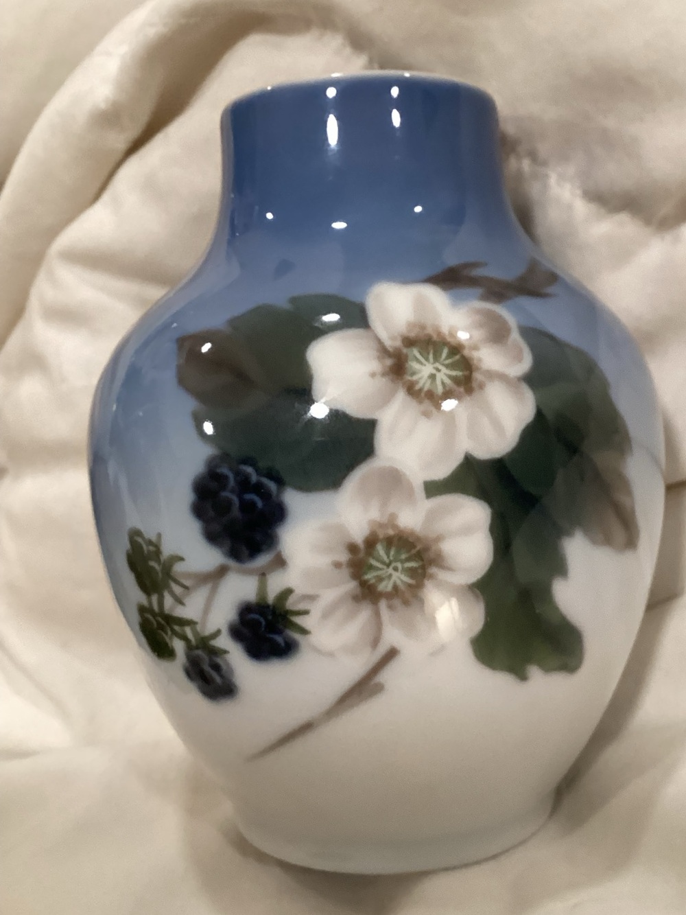 Antique Royal Copenhagen Blackberry Themed mini Vase circa 1944.